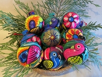 Image Guerrero Clay Ornaments, Set of 6, Traditional Colors