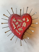 Image Sacred Heart with Nails, Red