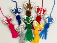 Image Otomi Heart Ornament, Single Color, S/3