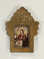 Image Antiqued Tin Nicho with Nativity Scene, S/2